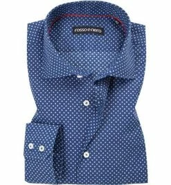 Auslauf 😍 rosso e nero Hemd 1103/15 Tailored Fit, Baumwolle, Marineblau-weiß gemustert, Blau ⭐