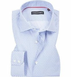 Bestpreis 🤩 rosso e nero Hemd 1110/11 Tailored Fit, Baumwolle, Blau-weiß gemustert, Blau ✨