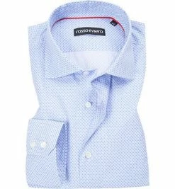 Budget 🔥 rosso e nero Hemd 111/11 Tailored Fit, Baumwolle, Taubenblau gemustert, Blau 👏