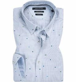 Rabatt 🔔 Marc O'Polo Hemd 923 7255 42474/G88 Shaped Fit, Baumwolle, Rauchblau-weiß gestreift, Hellblau ❤️