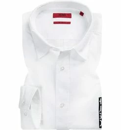 Schlussverkauf 👍 HUGO Hemd Emorino 50405789/199 Straight Fit, Baumwolle, Weiß 😀