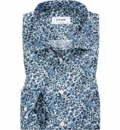 Auslauf 🛒 ETON Hemd 2766/79311/25 Contemporary Fit, Popeline, Blau gemustert, Blau 🔔