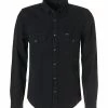 Billig ⭐ Lee Hemd Western black L643PA01 👖 Jeanshemd, Slim Fit, Baumwolle, Schwarz 🔥