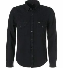 Billig ⭐ Lee Hemd Western black L643PA01 👖 Jeanshemd, Slim Fit, Baumwolle, Schwarz 🔥
