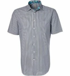 Coupon ⌛ Jacques Britt Hemd Como Mix 581260/19 Kurzarmhemd, Custom Fit, Twill, Navy-weiß gestreift, Dunkelblau 👍