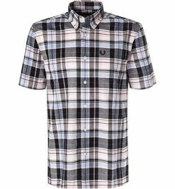 Top 10 ✔️ Fred Perry Hemd M6532/D63 Kurzarmhemd, Oxford, Schwarz-rosa kariert, Rosa-navy 😉