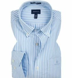 Rabatt 🥰 Gant Hemd 3062000/468 Regular Fit, Popeline, Hellblau gestreift, Hellblau 👏