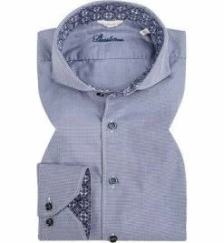 Bestes Angebot 😀 Stenströms Hemd 775221/2280/170 Slimline, Popeline, Blau gemustert, Dunkelblau 😀