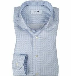 Coupon 🌟 ETON Hemd 1000/00083/25 Slim Fit, Popeline, Weiß-hellblau gemustert, Blau 🥰