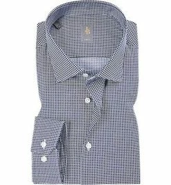 Billig ✨ Jacques Britt Hemd Como 662110/17 Slim Fit, Popeline, Dunkelblau gemustert, Dunkelblau 🔔
