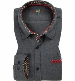 Blitzangebot 👏 Lucky de Luca Tino 81220/3 Hemd, Flanell, Dunkelgrau, Grau ✨