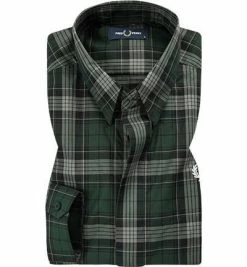 Auslauf ⌛ Fred Perry Hemd M7556/591 Popeline, Grün-schwarz kariert, Moosgrün ✨