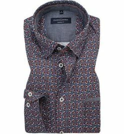 Bestpreis 🥰 CasaModa Casual Fit 1/1 under B.D. 493251300/450 Hemd, Baumwolle, Marineblau-orange gemustert, Orange 🧨
