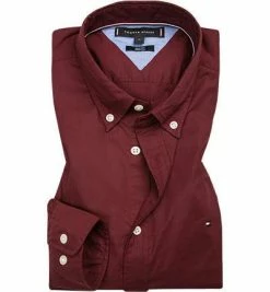 Brandneu 👍 Tommy Hilfiger Hemd MW0MW12153/XUU Slim Fit, Baumwolle, Bordeaux, Weinrot ⌛