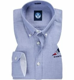 Auslauf 👍 NORTH SAILS Hemd 404514-000/C001 Regular Fit, Baumwolle, Marineblau meliert, Hellbau 🧨