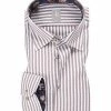 Neu ✔️ Jacques Britt Hemd Messina Mix 6622/26 Slim Fit, Baumwolle, Haselnussbraun-weiß gestreift, Braun ❤️