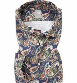 Brandneu ✔️ Jacques Britt Hemd Como 662230/16 Slim Fit, Baumwolle, Multicolour gemustert, Blau 😉