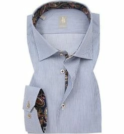 Billig 👍 Jacques Britt Hemd Como Mix 632210/17 Custom Fit, Baumwolle, Navy-weiß gestreift, Blau 🛒