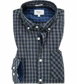 Auslauf 🧨 Pepe 👖 Jeans Hemd Jaiden PM306093/933 Slim Fit, Baumwolle, Dunkelblau kariert, Grau-marine 🎉