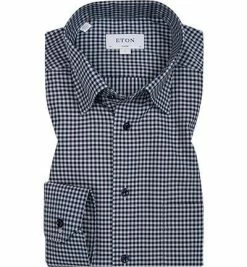 Aktion 😀 ETON Hemd 1000/00055/27 Classic Fit, Twill, Navy-hellblau kariert, Blau 😉