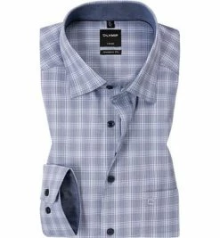 Aktion 😀 OLYMP Luxor Modern Fit 69EL 1221/49/13 Hemd, Baumwolle, Extra langer Arm, Hellblau kariert, Rauchblau ❤️