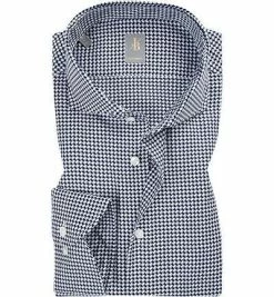 Brandneu 🎁 Jacques Britt Hemd Sardegna 632410/19 Custom Fit, Baumwolle, Dunkelblau-weiß gemustert, Dunkelblau-weiß ✔️