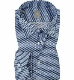 Schlussverkauf ❤️ Jacques Britt Hemd Messina 662480/14 Slim Fit, Baumwolle, Marine-weiß gemustert, Blau 🛒