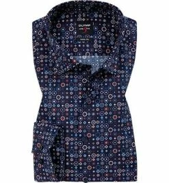 Bestes Angebot 😀 OLYMP Level Five Body Fit 2027/44/28 Hemd, Popeline, Dunkelblau gemustert, Dunkelblau 😀