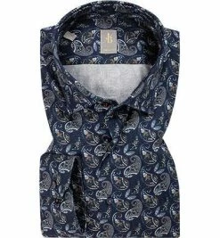 Auslauf 🛒 Jacques Britt Hemd Como 652220/18 Perfect Fit, Baumwolle, Navy gemustert, Dunkelblau ⭐