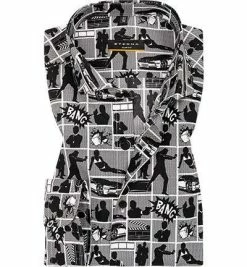 Neu ✨ ETERNA Hemd 3882/F182/38 Slim Fit, Baumwolle, Schwarz-weiß gemustert, Schwarz-weiß 👍