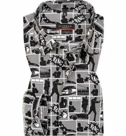 Billig 🛒 ETERNA Hemd 3882/X18P/38 Modern Fit, Baumwolle, Schwarz-weiß gemustert, Schwarz-weiß 🎁