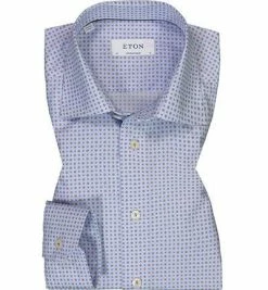 Coupon ✨ ETON Hemd 1000/00511/35 Contemporary Fit, Baumwolle, Weiß-hellblau gemustert, Weiß-braun 🔥