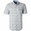 Auslauf 🔥 Pierre Cardin Hemd 53889/000/27163/9000 Kurzarmhemd, Modern Fit, Baumwolle, Weiß-hellblau gemustert, Weiß 🌟