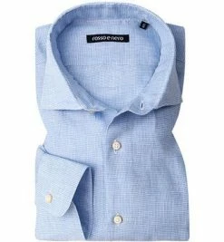 Billig 🤩 rosso e nero Hemd A15/hellblau-weiß Reines Leinen 🤩