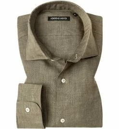 Coupon ❤️ rosso e nero Hemd A145/schilfgrün Reines Leinen 😀