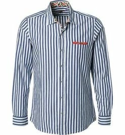 Rabatt 😀 Lucky de Luca Hemd Tino 91213/1 Baumwolle, Navy-weiß gestreift, Dunkelblau-weiß 🔥