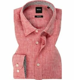 Brandneu ✨ BOSS Hemd Lukas 50427135/617 Regular Fit, Reines Leinen, Rot, Rot meliert 😉