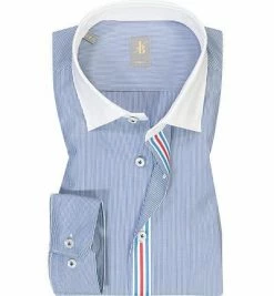Billig 🥰 Jacques Britt Hemd Como CC 866080/15 Slim Fit, Baumwolle, Marineblau gestreift, Blau 👍