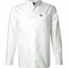 Bester Verkauf 🥰 Fred Perry Hemd M8501/100 Baumwolle, Weiß 🤩