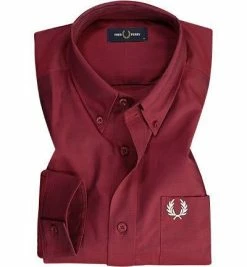 Billig 😉 Fred Perry Hemd M8501/122 Baumwolle, Dunkelrot ⭐