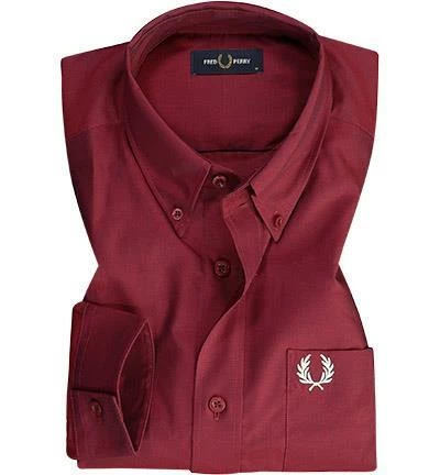 Billig 😉 Fred Perry Hemd M8501/122 Baumwolle, Dunkelrot ⭐ 1 Billig 😉 Fred Perry Hemd M8501/122 Baumwolle, Dunkelrot ⭐
