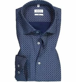 Aktion 🧨 Seidensticker Hemd EL 694815/17 Slim Fit, Baumwolle, Extra langer Arm, Blau gemustert, Blau 👍