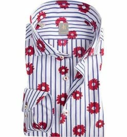 Bestes Angebot 🤩 Jacques Britt Hemd Serdegna 836040/45 Custom Fit, Baumwolle, Dunkelrot-weiß gemustert, Rot-weiß ⌛