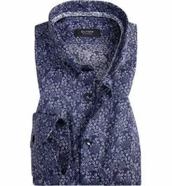 Angebote 😍 OLYMP Signature Tailored Fit 8580/54/18 Hemd, Baumwolle, Dunkelblau gemustert, Marine 🤩