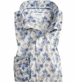 Brandneu 😀 ETON Hemd 1000/00786/21 Slim Fit, Baumwolle, Blau gemustert, Blau 🤩