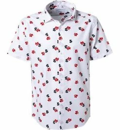 Budget 🧨 Seidensticker Hemd 193791/47 Kurzarmhemd, Regular Fit, Popeline, Weiß-rot gemustert, Weiß 😍