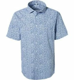 Budget 🧨 Seidensticker Hemd 194099/15 Kurzarmhemd, Regular Fit, Popeline, Weiß-blau gemustert, Blau 🔥