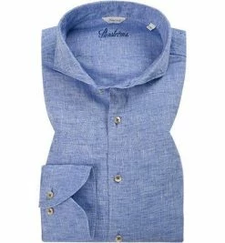 Schlussverkauf 🧨 Stenströms Hemd 675221/7970/120 Fitted Body, Reines Leinen, Himmelblau meliert, Himmelblau 💯