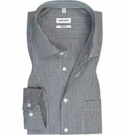 Angebote ✨ Seidensticker Hemd 193660/19 Regular Fit, Baumwolle, Schwarz-weiß kariert, Schwarz-weiß 🥰