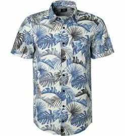 Rabatt 🤩 Strellson Hemd Corvin 30020208/420 Kurzarmhemd, Baumwolle, Blau gemustert, Blau 🧨